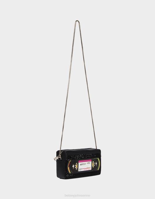 Betsey Johnson kvinner 4B8F223 tilbehør kitsch vær snill spole tilbake vhs crossbody svart