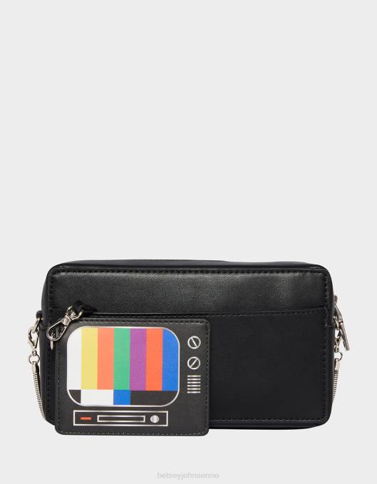 Betsey Johnson kvinner 4B8F223 tilbehør kitsch vær snill spole tilbake vhs crossbody svart