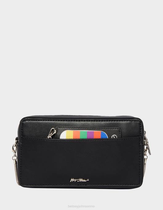 Betsey Johnson kvinner 4B8F223 tilbehør kitsch vær snill spole tilbake vhs crossbody svart