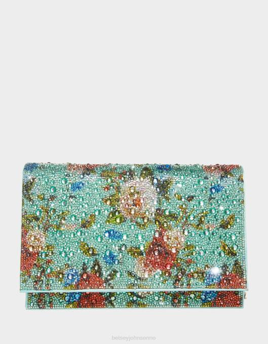 Betsey Johnson kvinner 4B8F224 tilbehør floral rhinestone klaff bag mintgrønn