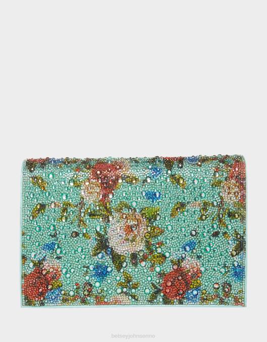 Betsey Johnson kvinner 4B8F224 tilbehør floral rhinestone klaff bag mintgrønn