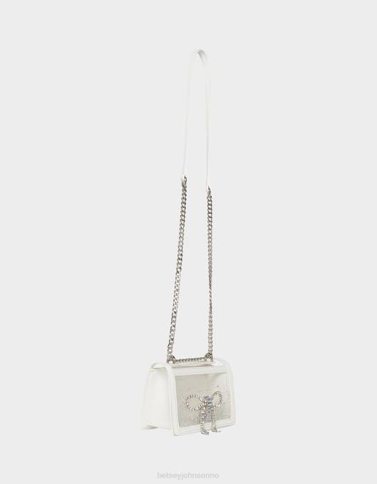Betsey Johnson kvinner 4B8F225 tilbehør klar cabrioletveske med rhinestone-sløyfe hvit