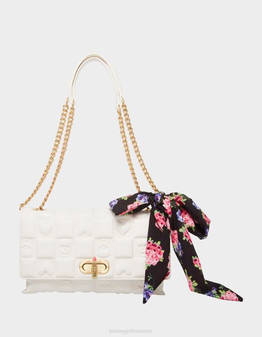 Betsey Johnson kvinner 4B8F228 tilbehør skull n hearts klaffveske hvit