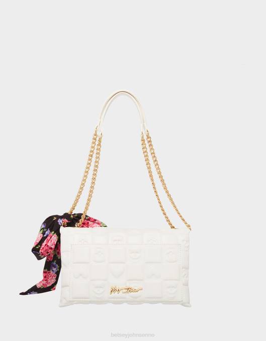 Betsey Johnson kvinner 4B8F228 tilbehør skull n hearts klaffveske hvit