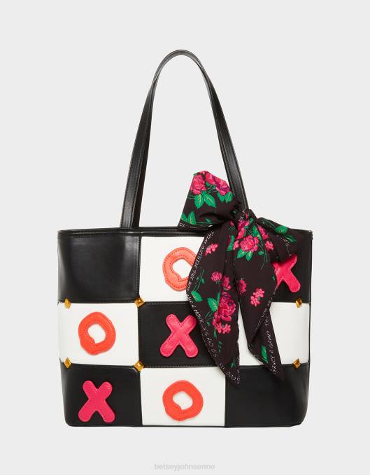 Betsey Johnson kvinner 4B8F229 tilbehør tic tac tote (med spillebrikker) svart hvit