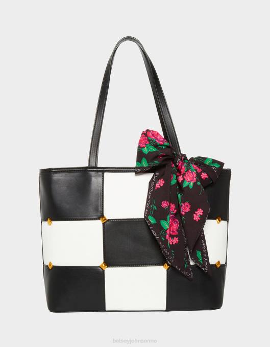 Betsey Johnson kvinner 4B8F229 tilbehør tic tac tote (med spillebrikker) svart hvit