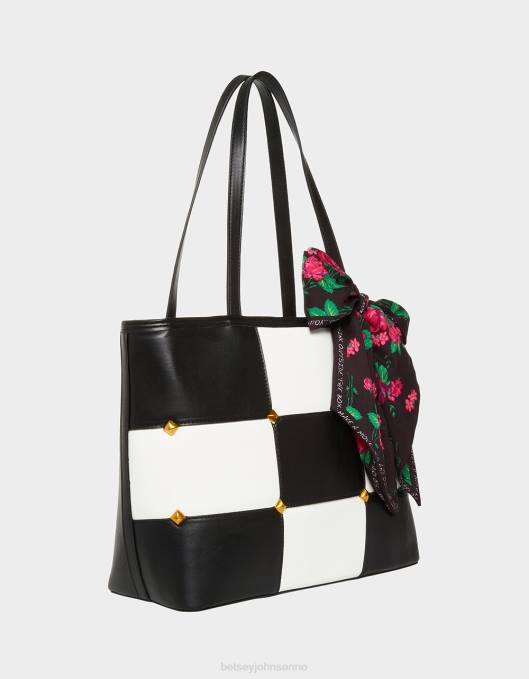 Betsey Johnson kvinner 4B8F229 tilbehør tic tac tote (med spillebrikker) svart hvit