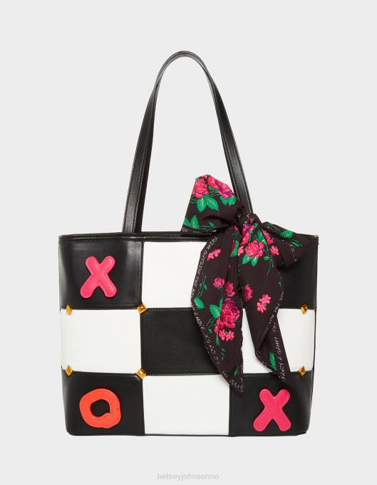 Betsey Johnson kvinner 4B8F229 tilbehør tic tac tote (med spillebrikker) svart hvit