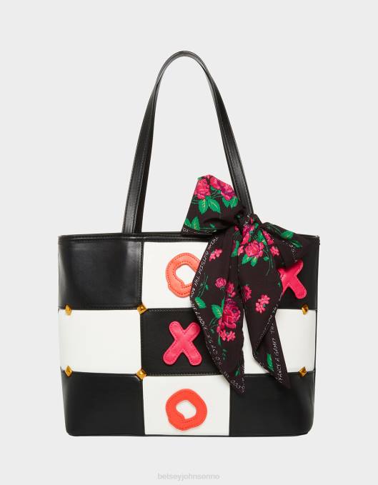 Betsey Johnson kvinner 4B8F229 tilbehør tic tac tote (med spillebrikker) svart hvit