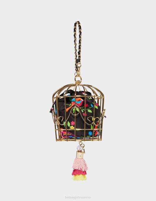 Betsey Johnson kvinner 4B8F230 tilbehør kitsch fugl er ordet cage dancer wristlet black multi