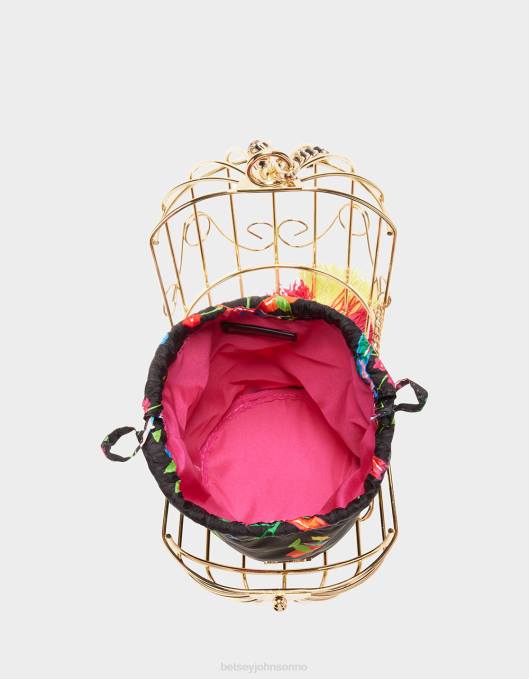 Betsey Johnson kvinner 4B8F230 tilbehør kitsch fugl er ordet cage dancer wristlet black multi