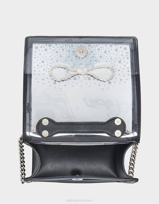 Betsey Johnson kvinner 4B8F238 tilbehør klar cabrioletveske med rhinestone-sløyfe svart