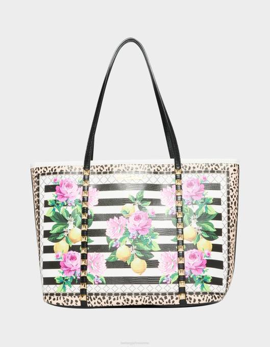 Betsey Johnson kvinner 4B8F252 tilbehør se striper tote svart hvit