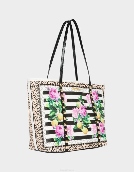 Betsey Johnson kvinner 4B8F252 tilbehør se striper tote svart hvit