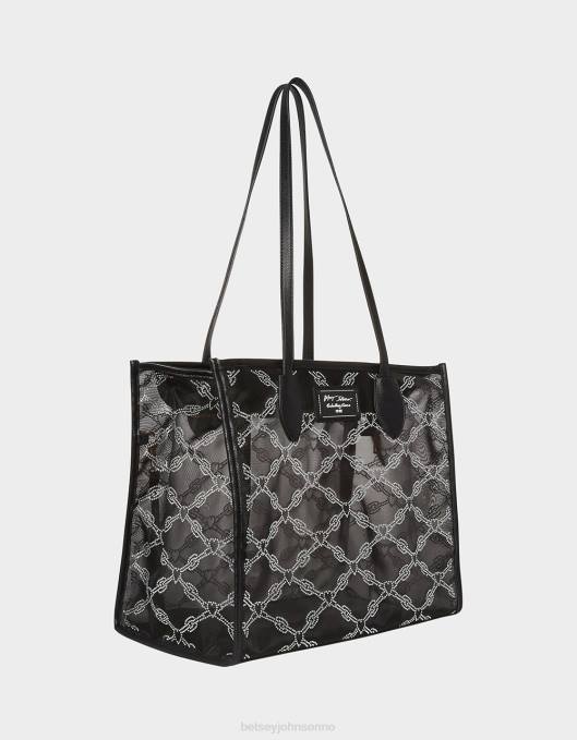 Betsey Johnson kvinner 4B8F253 tilbehør glam mesh stein tote svart