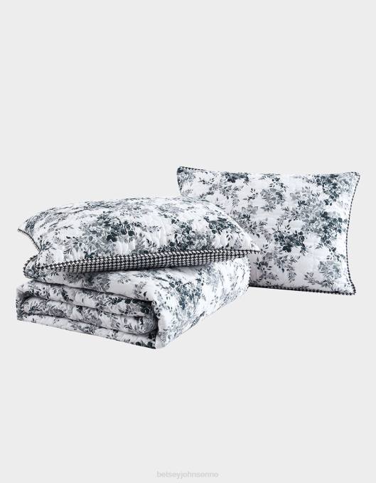 Betsey Johnson unisex 4B8F413 tilbehør floral vingård konge quilt sham sett svart