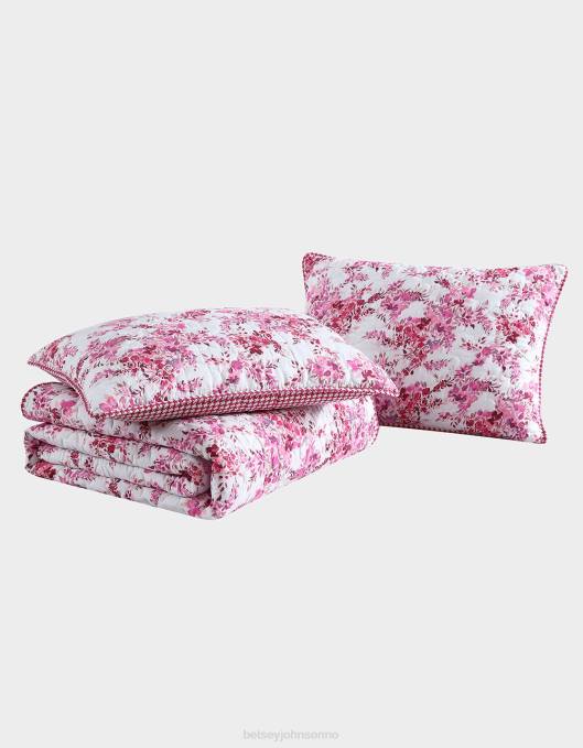 Betsey Johnson unisex 4B8F418 tilbehør floral vingård tvilling quilt sham sett rosa