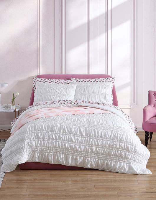 Betsey Johnson unisex 4B8F420 tilbehør boudoir solid hvit konge quilt sham sett multi