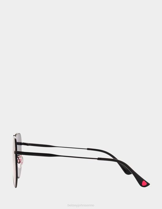 Betsey Johnson kvinner 4B8F377 tilbehør solbrillene med fin skrift svart/rosa